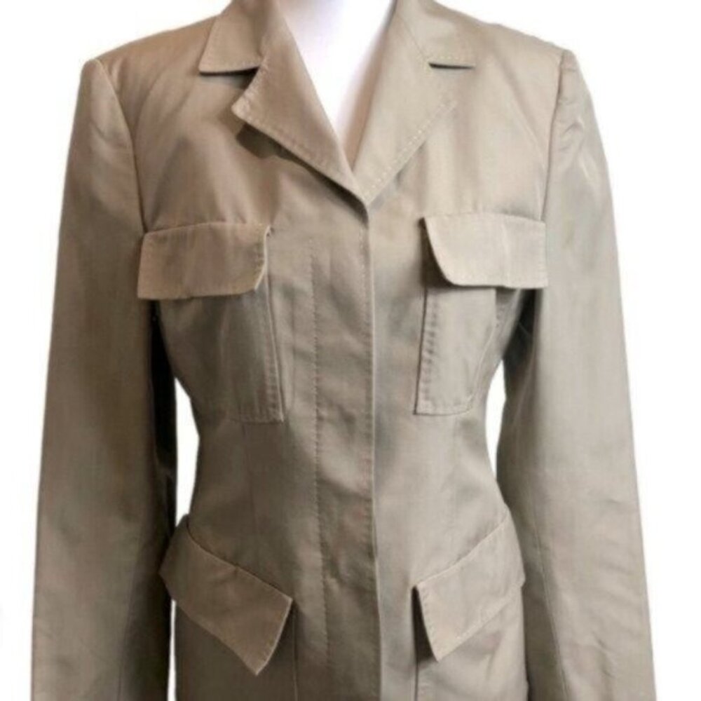 Michael Kors Tan 100% Silk Utility Jacket 4 - Picture 2 of 10